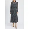 En Saison Alicia Long Sleeve A-line Dress In Black Multi