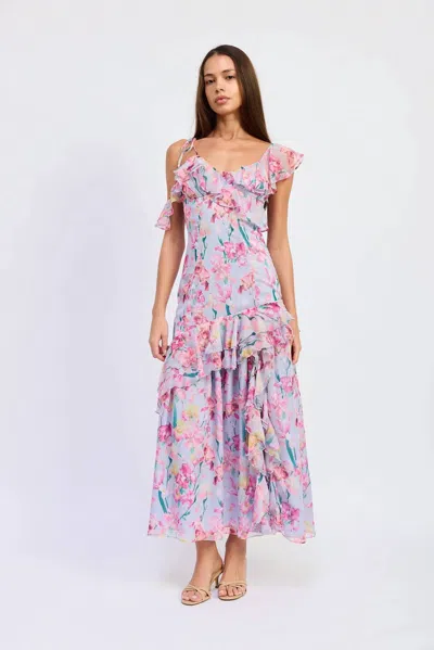 En Saison Alyssa Maxi Dress In Periwinkle Fuchsia In Multi
