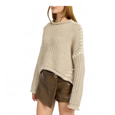En Saison Alyza Long Sleeve Sweater In Taupe In Neutral