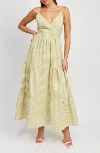 En Saison Amara Stripe Cotton Blend Maxi Dress In Spring Gre