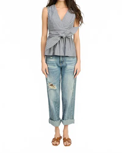 En Saison Ambrose Sleeveless Top In Navy/white In Blue