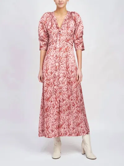 En Saison Amelia Printed Midi Dress In Spice In Brown