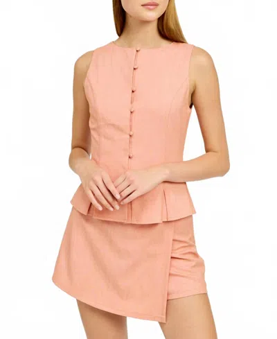 En Saison Amira Peplum Top In Orange In Pink