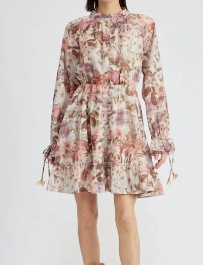 En Saison Amoret Ruffle Mini Dress In Lavender Multi