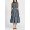 En Saison Angeline Embroidered Midi Dress In Chambray