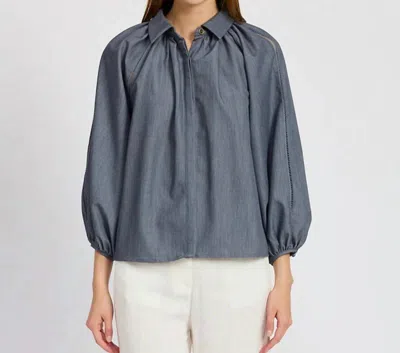 En Saison Angeline Embroidered Top In Jet Grey