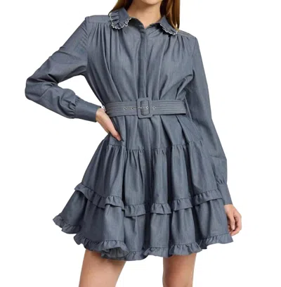 En Saison Angeline Mini Dress In Denim In Blue
