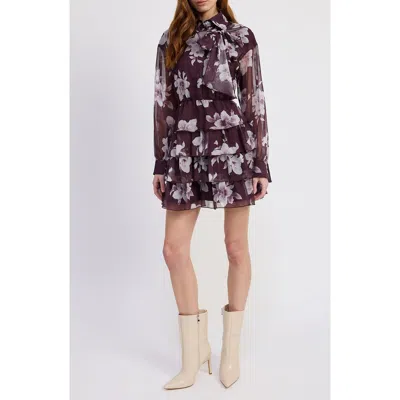 En Saison Annaliese Long Sleeve Shirtdress In Purple