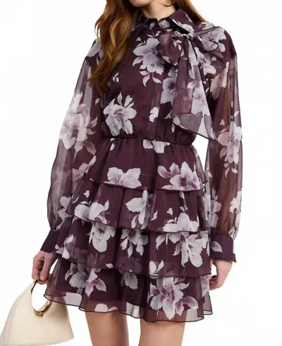 En Saison Annaliese Mini Dress In Plum Gray In Multi