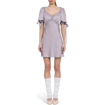 En Saison Aracella Puff Sleeve Minidress In Purple