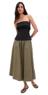 En Saison Arden Mixed Media Dress Black Olive In Green