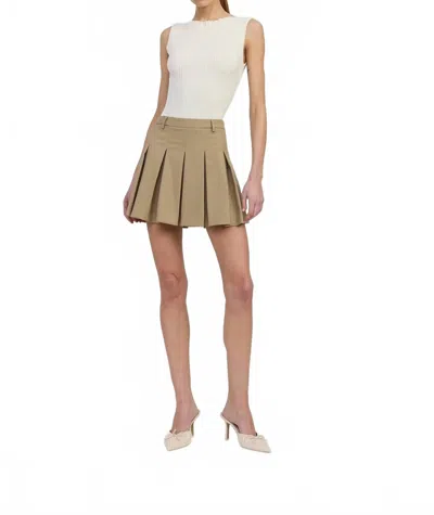 En Saison Arden Pleated Mini Skirt In Taupe Ecru In Multi
