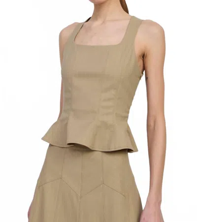 En Saison Arden Sleeveless Top In Taupe Ecru In Green