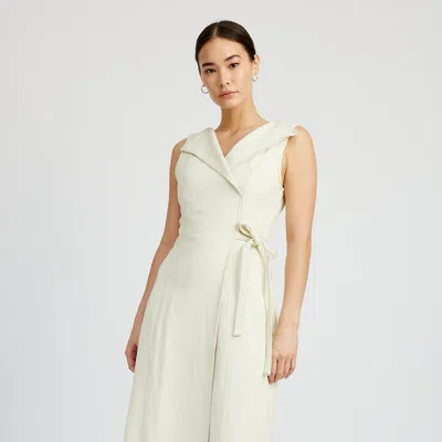 En Saison Areli Denim Midi Dress In Ivory