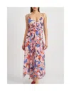 En Saison Arlie Abstract Print Midi Dress In Blush Blue Combo