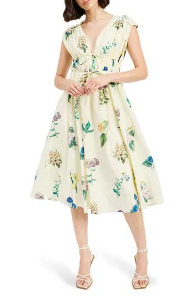 En Saison Ashley Floral Print Sleeveless Midi Dress In Multi
