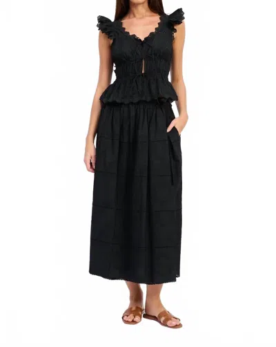 En Saison Astrid Eyelet Top In Black