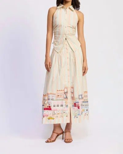En Saison Athena Maxi Skirt In Pink White Multi