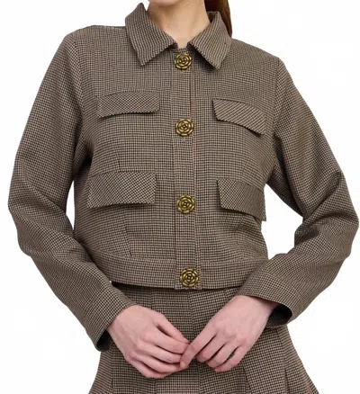 En Saison Aubrielle Jacket In Tan Burgundy Black In Brown