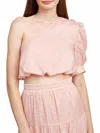 En Saison Auden Striped One-shoulder Blouse In Pink In Pink