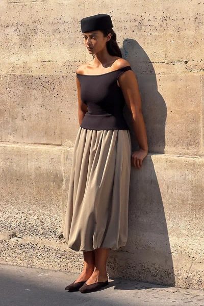 En Saison Autumn Twofer Midi Dress In Brown