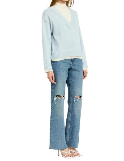 En Saison Ayden Sweater Top In Powder Blue