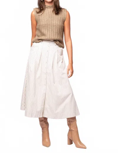 En Saison Azra Midi Skirt In Ivory/navy In Gray