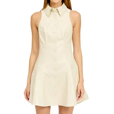En Saison Barrett Faux Leather Mini Dress In Ivory