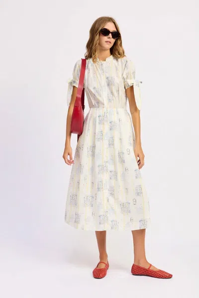 En Saison Bartlet Midi Dress In White/yellow/blue