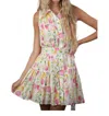 En Saison Belted Button Front Mini Dress In Fruit Medley In Multi