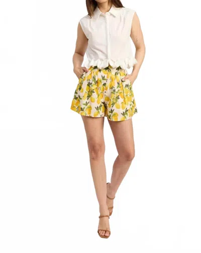 En Saison Blanca Shorts In Linen Lemon In Multi