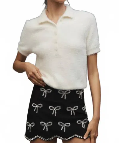 En Saison Bow Embellished Skirt In Black Silver