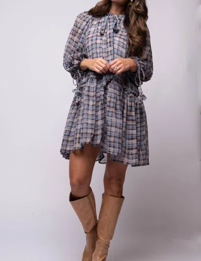 En Saison Briar Mini Dress In Dusty Blue Brown In Gray