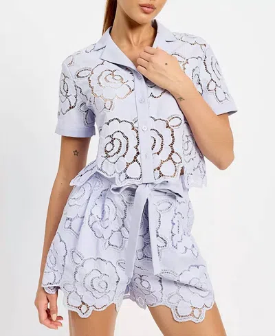 En Saison Brynlee Belted Shorts In Lilac In Purple