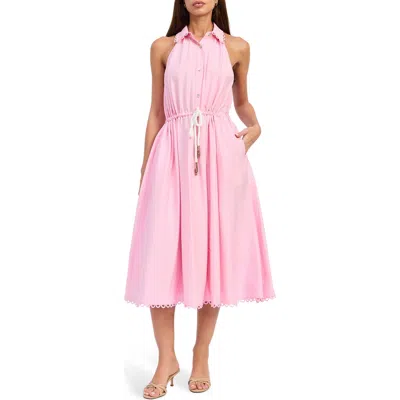 En Saison Brynn Belted Sleeveless Midi Dress In Pink