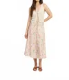 En Saison Button A-line Midi Skirt In Pink Multi In Neutral