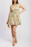 En Saison Cairo Mini Dress In Yellow Pink Multi In Green