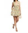En Saison Cairo Mini Dress In Yellow Pink Multi In Green