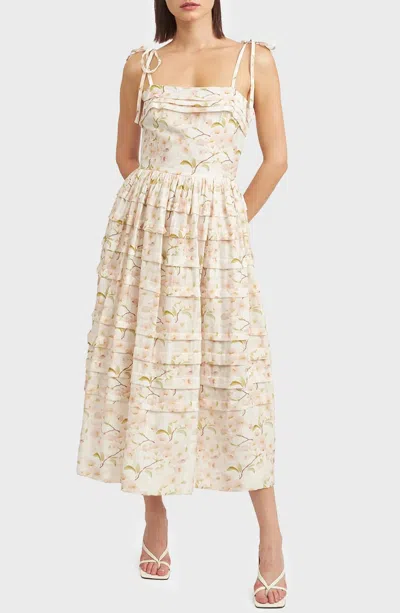 En Saison Callie Midi Dress In Peony Green In Neutral