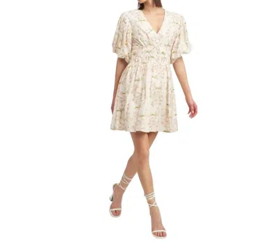 En Saison Callie Mini Dress In Peony Green In White