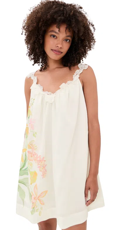 En Saison Camila Mini Dress Natural Olive Multi In White