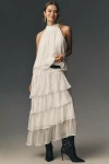 En Saison Camille Asymmetric Ruffled Maxi Skirt In White