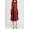 En Saison Campbell Midi Faux Leather Dress In Dark Rose