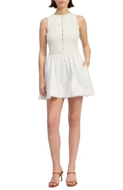 En Saison Candace Mixed Media Minidress In White