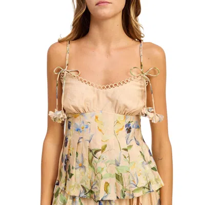 En Saison Carrera Floral Cami Top In Blush Blue Yellow In Multi