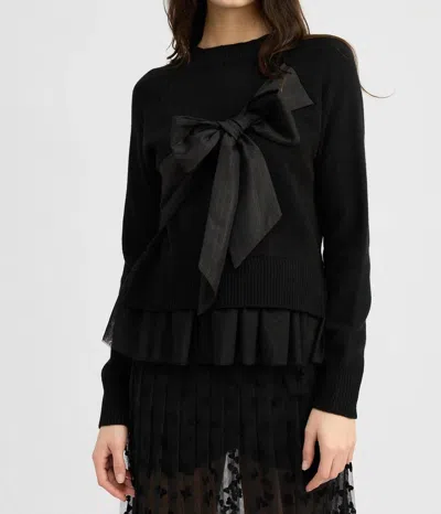 En Saison Casey Bow Sweater In Black