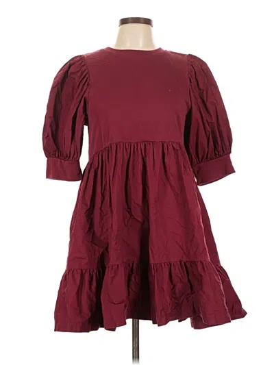 Pre-owned En Saison Casual Dress In Burgundy