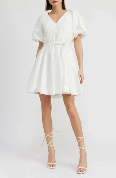 En Saison Caymen Cotton Puff Sleeve Minidress In White