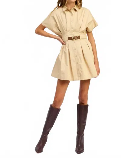 En Saison Cecilla Mini Shirt Dress In Beige In Neutral