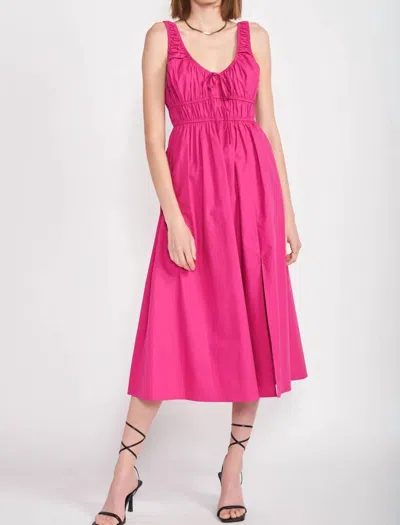 En Saison Celia Midi Dress In Magenta In Pink